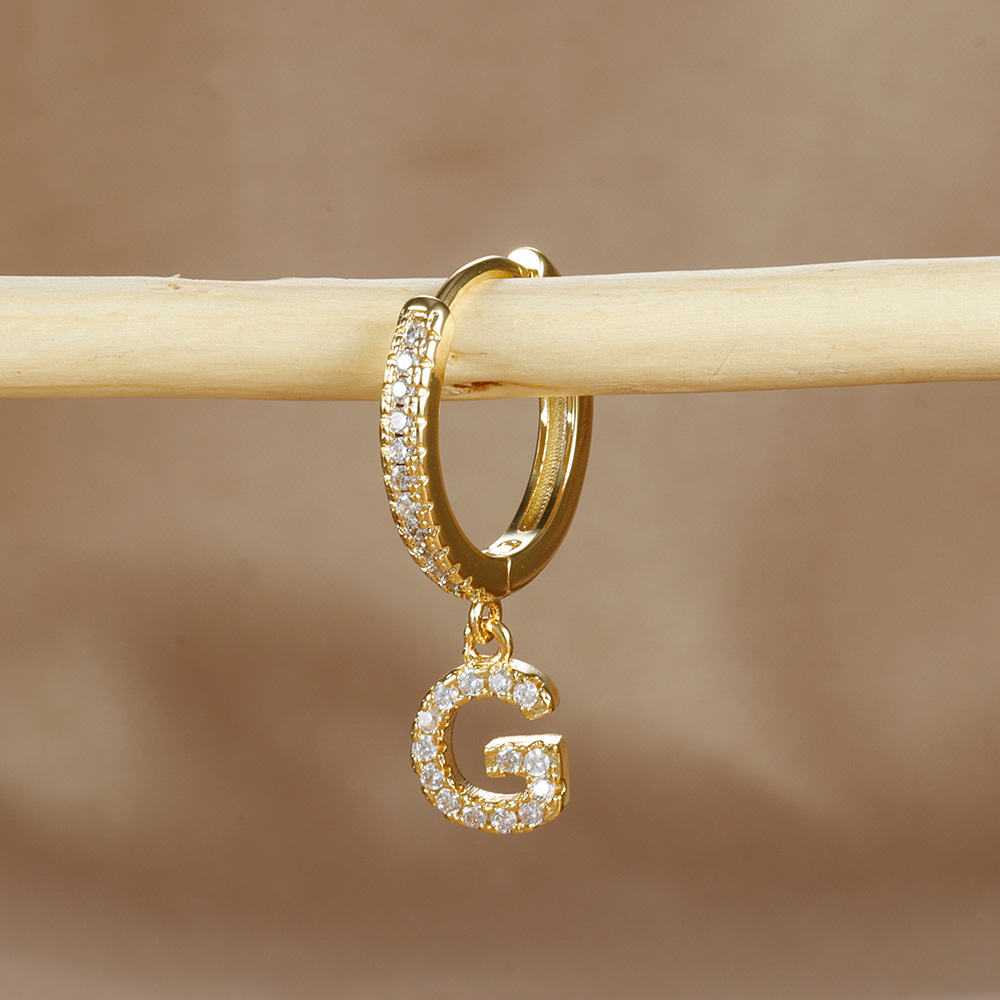 6g Weight Copper Ear Needle Material Zircon Inlay Material Charm Sleeper Hoop Earrings, Drop Earrings Classification 1 Piece Quantity Daily Occasion Copper Material Letter Pattern Unisex Gender Plating Design Casual Style 1 Piece Casual Letter Plating Copper Zircon Drop Earrings 27