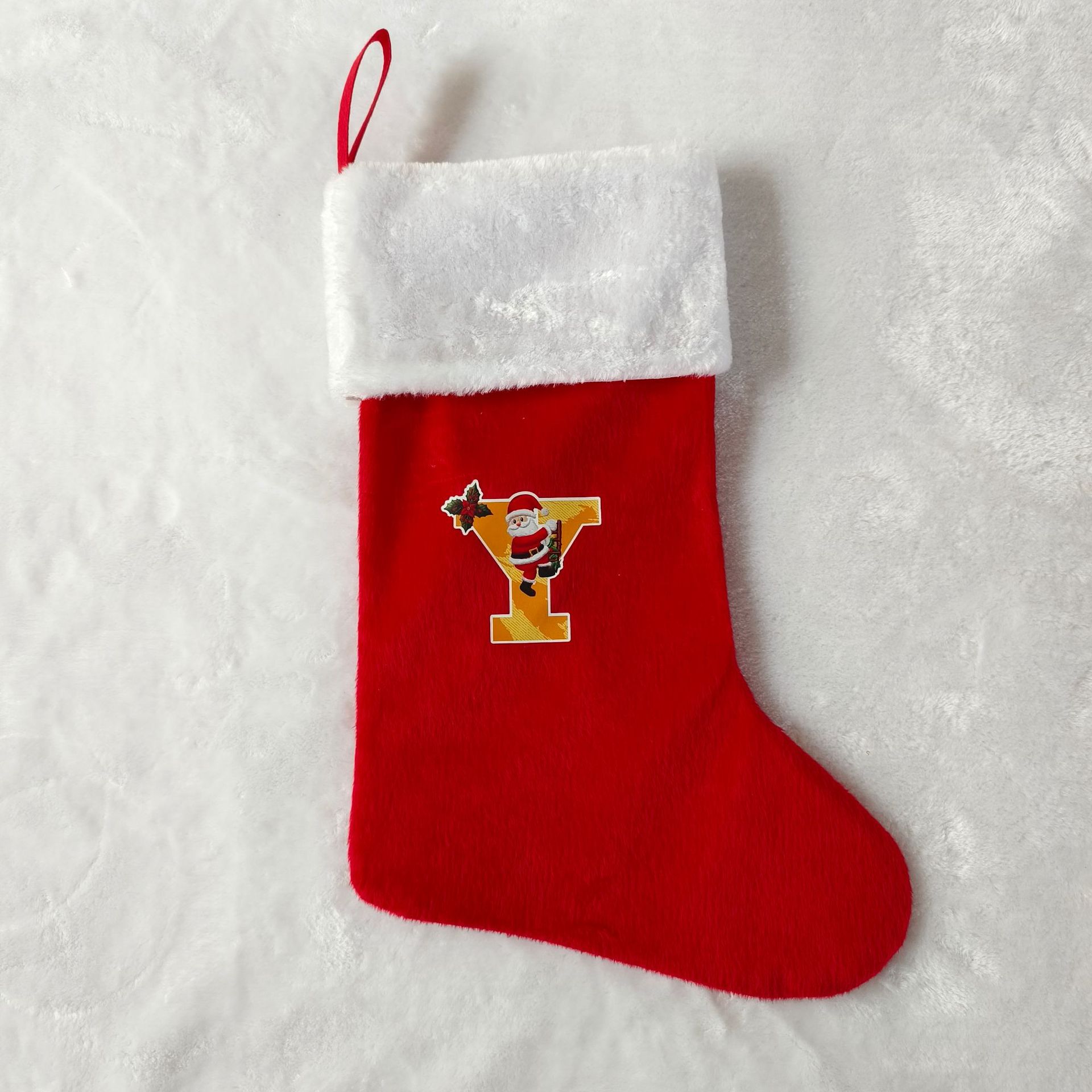 letras transfronterizas calcetines de Navidad encantadores y divertidos letras inglesas calcetines de Navidad creativas letras de Santa Claus