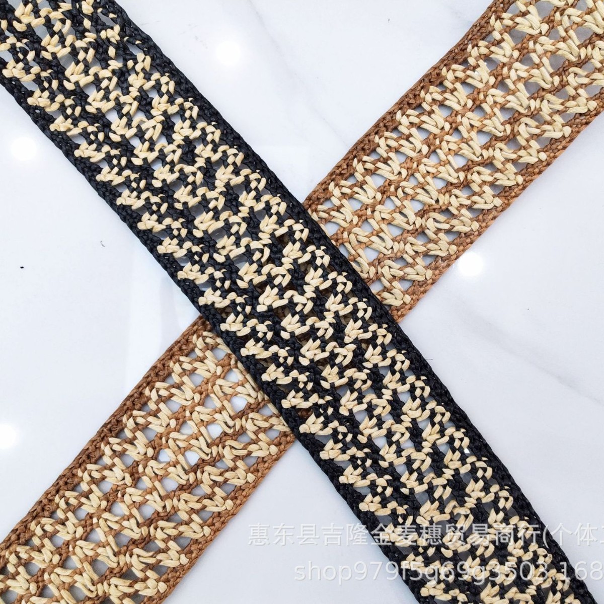 GMS-109  稻草绳/玛特pp草双色波浪编织带