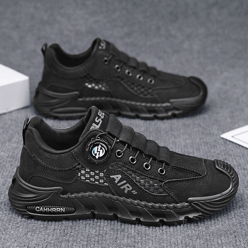 Zapatos de hombre Verano 2025 Calzado casual deportivo de red grande hueco Zapatos de moda de malla transpirable para hombre Botones giratorios para hombre