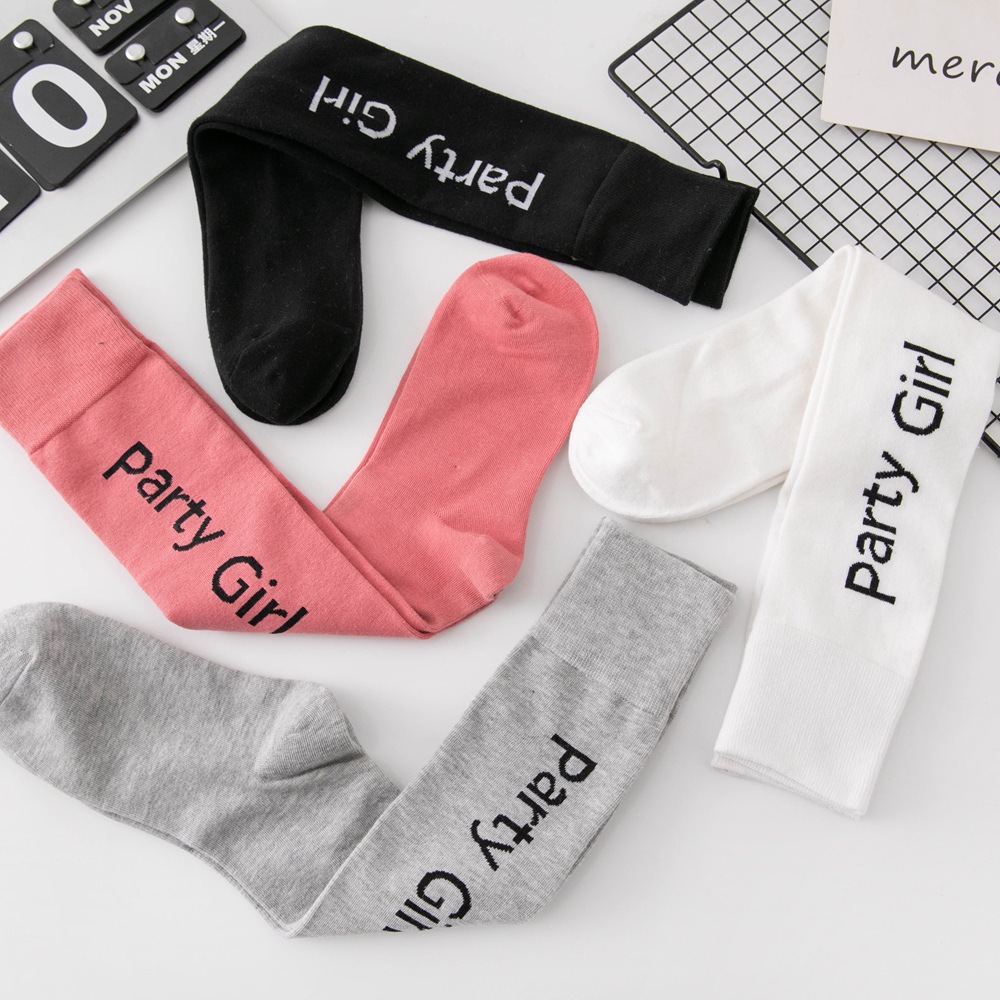 2024 Spring and Autumn New Letter side calf socks women's socks street fashion socks mid-length Korean style preppy style women's socks