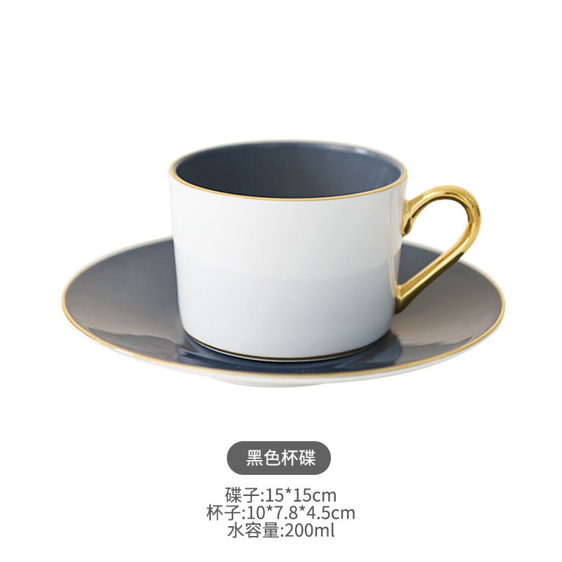 Estilo de lujo ligero taza de café de porcelana dorada taza de té de la tarde francesa taza y platillo taza de desayuno de alta calidad para niñas