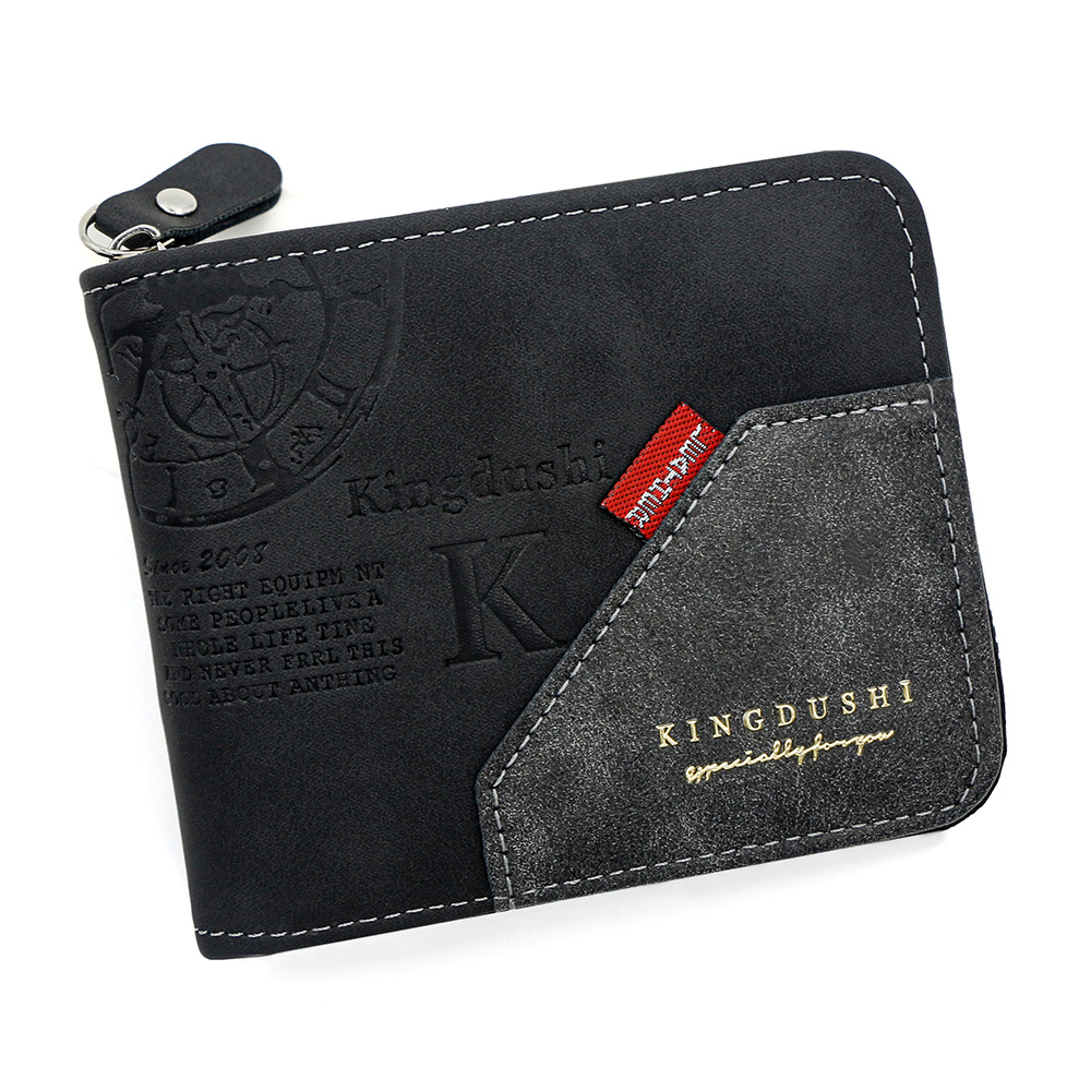 Cartera corta para hombre con estampado retro europeo y americano, monedero de perilla de gran capacidad, billetera de múltiples tarjetas al por mayor