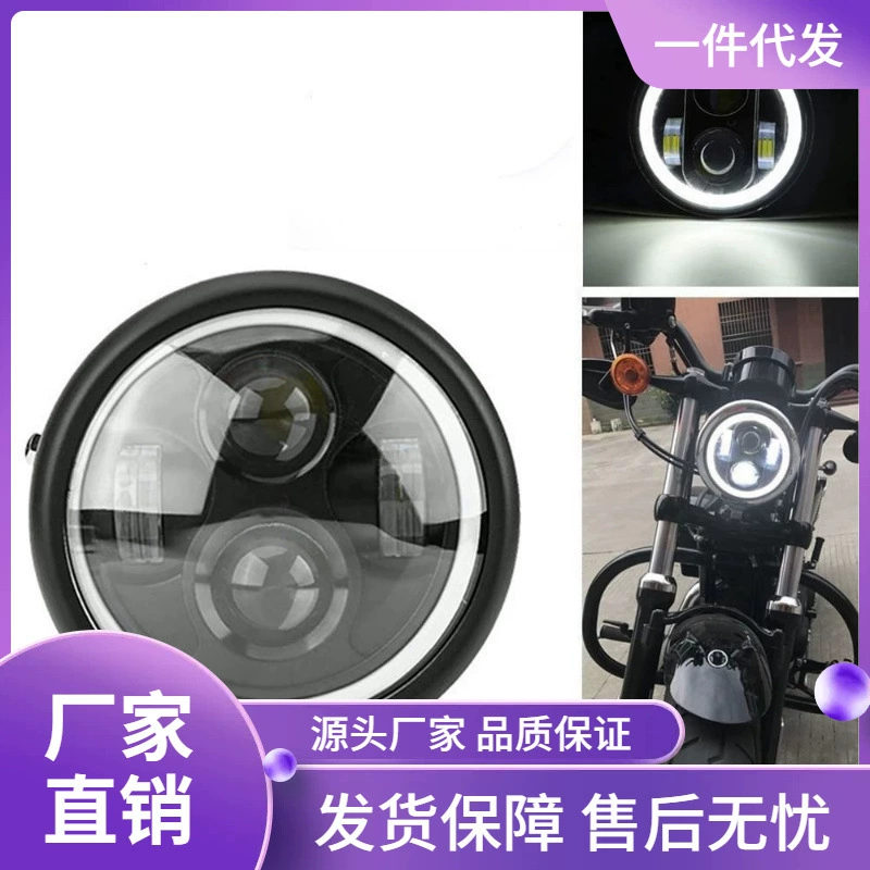 Аксессуары для мотоциклов модифицированные светодиодные ретро фары CG125 GN125 фары фары Harley Angel Eyes светодиодные фары