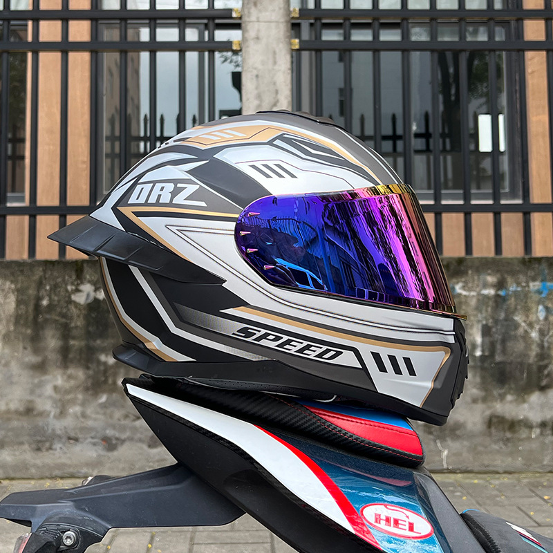Casco de Motocicleta Certificado ORZ3c para Hombre y Mujer, Casco Integral de Doble Lente, Alerón Trasero Personalizado de Verano, Estilo Semi-Integral con Bluetooth