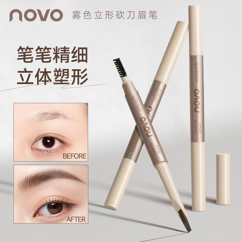 Novo Mist Color Vertical Machete Eyebrow Pencil for Beginners, Natural and Clear Roots, Waterproof, Sweat-Proof and Non-Smudged Double-Ended Eyebrow Pencil