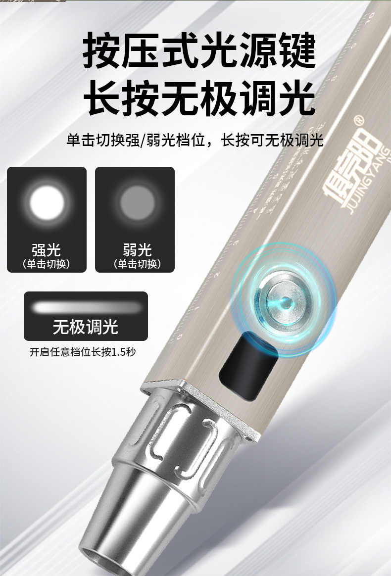 Jade Identification Flashlight, Rechargeable Bright Light, Special White Light for Jewelry, Small Diameter Identification, Jade Antique