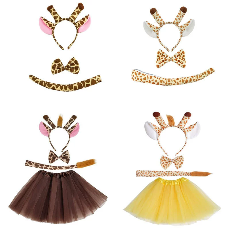 Жираф рога для волос обруч для ушей с ослиным хвостом нос лук Хэллоуин Рождественская ролевая вечеринка