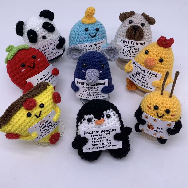 Cross-Border New Positive Energy Animal Emotional Penguin Doll Beer Mug Hand-Knitted Panda Creative Highland Cow