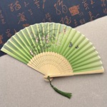 新中式木扇骨纸扇面22根折叠汉服古风夏日儿童团扇舞蹈折扇扇子