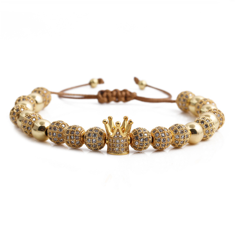 Simple Golden Crown Copper Bracelet Wholesale display picture 3