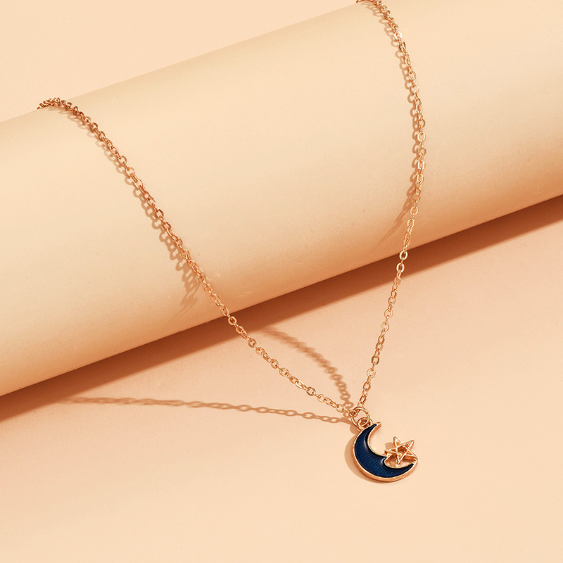 1 Piece Original Design Star Moon Alloy Enamel Plating Womenu0027S Pendant Necklace
