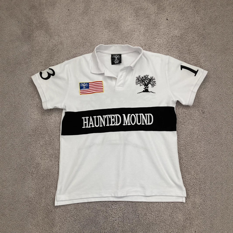 Cross-Border European and American Retro Fully Embroidered Polo Shirt Y2K Rock Hip-Hop Loose Shirt Round Neck Short-Sleeved T-Shirt for Men and Women