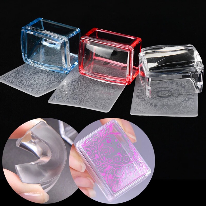 Cross-Border Supply Manicure Square Seal Nail Pattern DIY Printing Tool Square Silicone Painted Manicure Tool