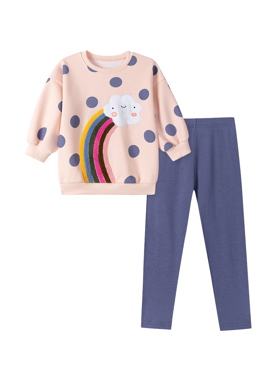 Trajes transfronterizos para niñas al por mayor otoño nuevo estilo ropa para niños pequeños y medianos Trajes para niños europeos y americanos lindos y de terciopelo para niños