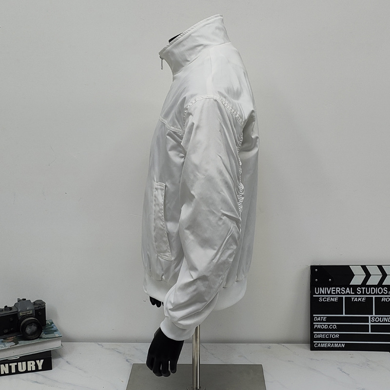 Retro Baseball Jacket With Stand-up Collar And Inner Pockets_voghion.com