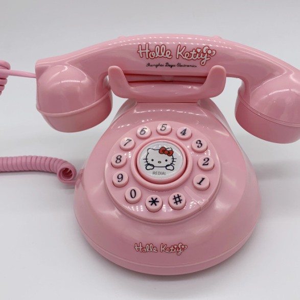 Individual hotel retro telephone cartoon wired landline pink cute home telephone can be used as prop for shooting