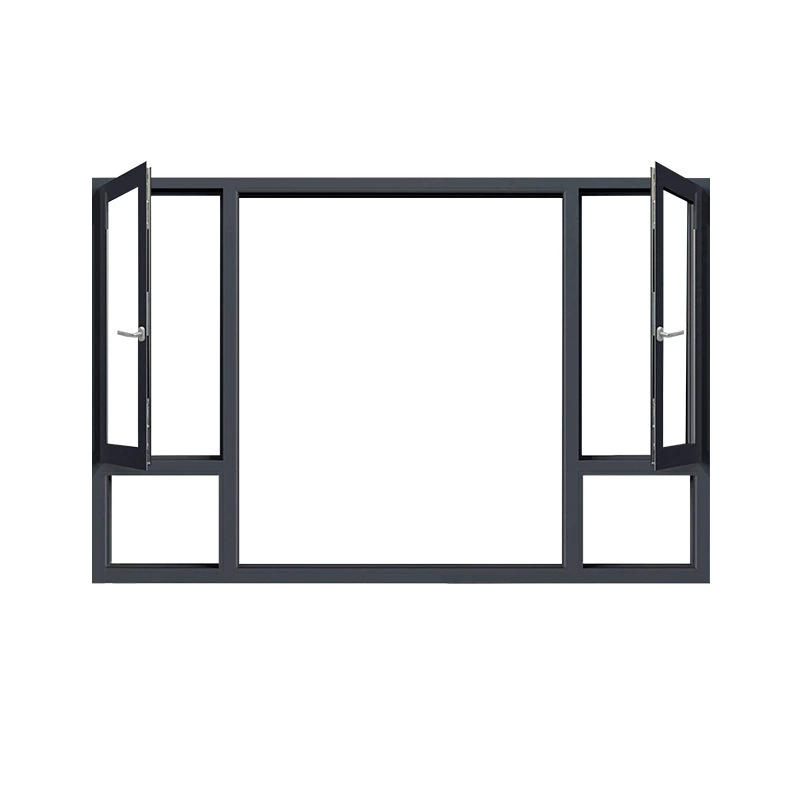 Custom-made bifold aluminum alloy casement window with integrated storm window screen, ground-floor balcony sealing system, aluminum door and window