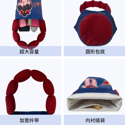 Customized Art Studio Printed Bucket Bag Women's Shoulder Canvas Bag Printed Pattern Logo Processing Customized Wholesale