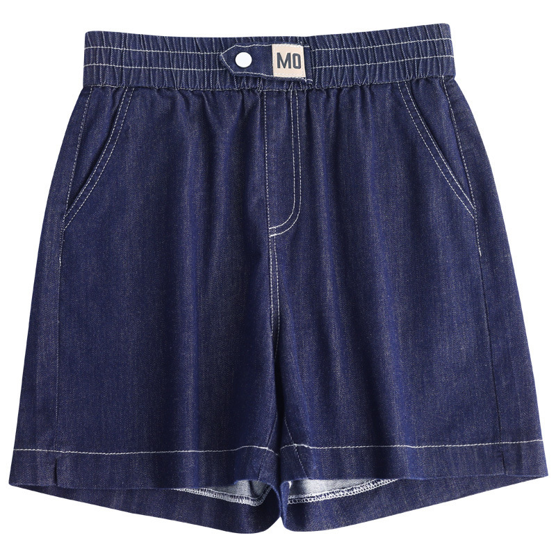 Dark Blue Flattering Denim Shorts for Women, Summer 2026, Thin New Style, High-Waisted, Loose A-Line, Popular Five-Point Length