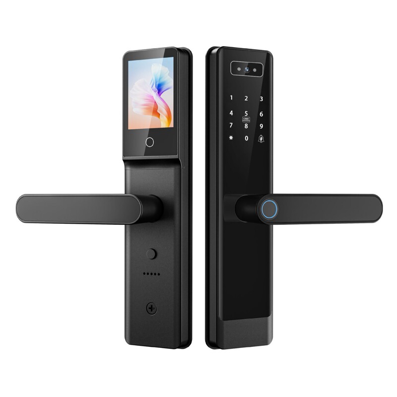 ワンハンドオープン3D顔認識半自動スマートロックルームドアキャットアイ指紋パスワードロック落書きパスロックKK|undefined