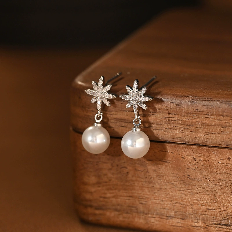 Серебряная игла, модные универсальные серьги из жемчуга, серебро 925 пробы, легкий люксовый стиль, качественный стиль, французский стиль