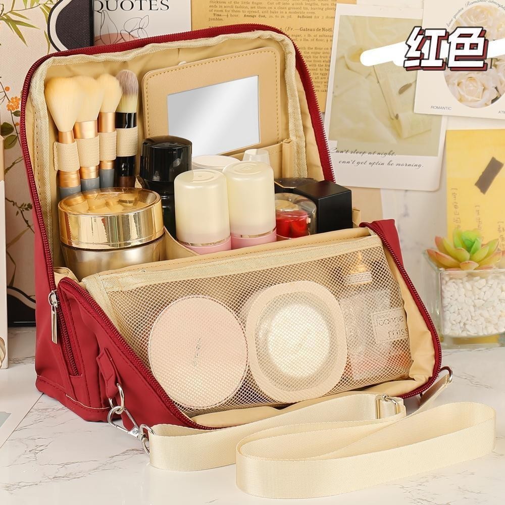 Bolsas de maquillaje de gran capacidad bolsas de lápiz bolsas de maquillaje cepillo portátil con bolsas de almacenamiento de espejo personalizadas