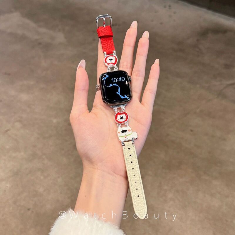 Cute Apple puppy leather strap suitable for Redmi Watch 6/5/4, color-blocking, light luxury, for Redmi Watch 3/2 Cute Apple puppy leather strap suitable for Redmi Watch 6/5/4, color-blocking, light luxury, for Redmi Watch 3/2
