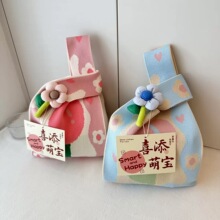 教师节时尚针织手提包中秋节手腕包结婚囍庆百搭饭盒袋节日伴手礼
