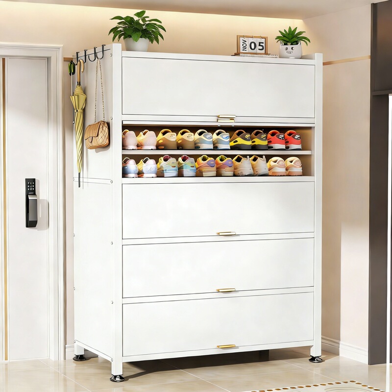 Three Arrows Steel Shoe Cabinet 2026 New Model for Home Entrance, Floor-Standing Multi-Layer Dust-Proof Shoe Rack, Entryway Storage Cabinet