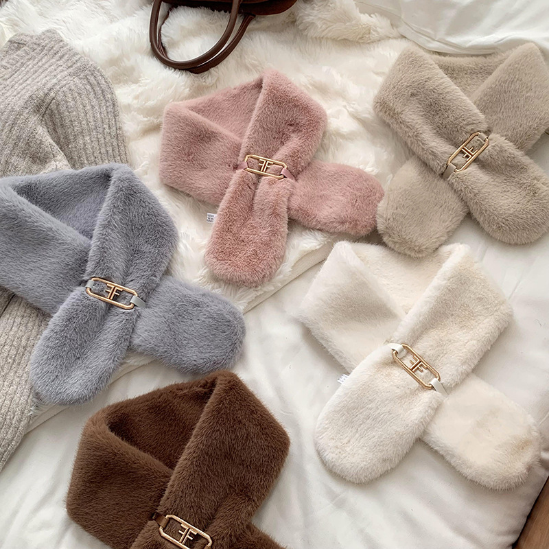 Otoño y invierno bufandas mujeres 2025 nuevo estilo coreano caliente engrosado versátil imitación de lana de seda lindo buñuelo al por mayor