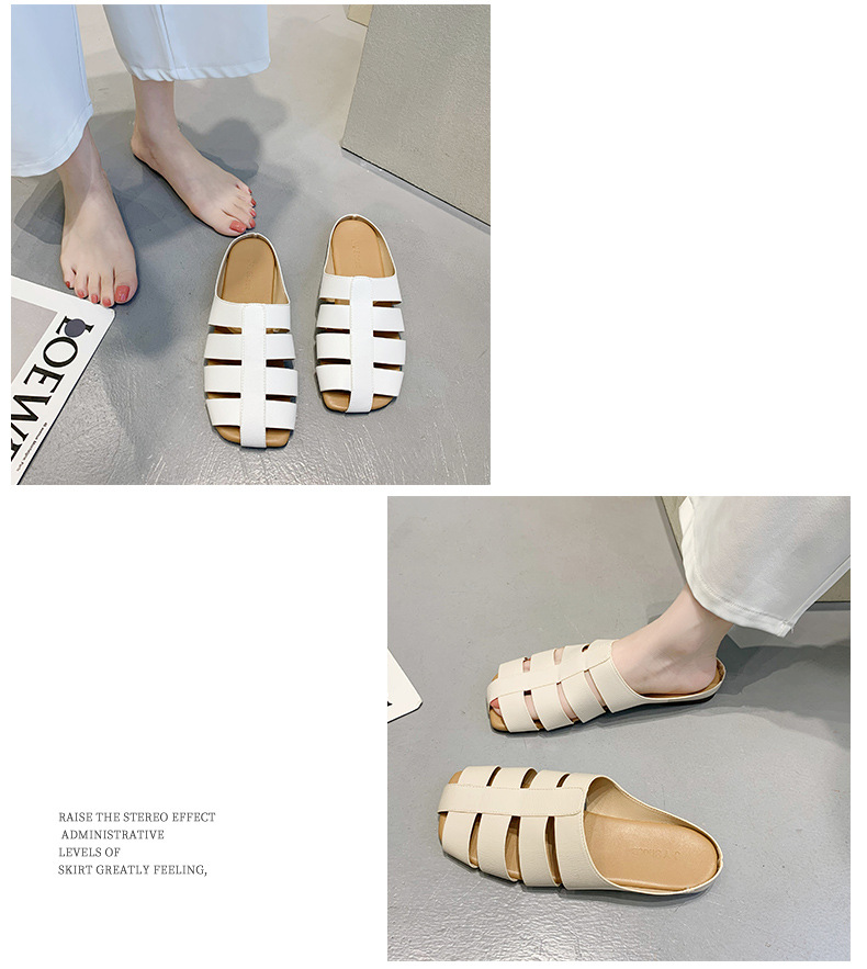 flat summer new retro square toe casual mules sandals NSZSC59472