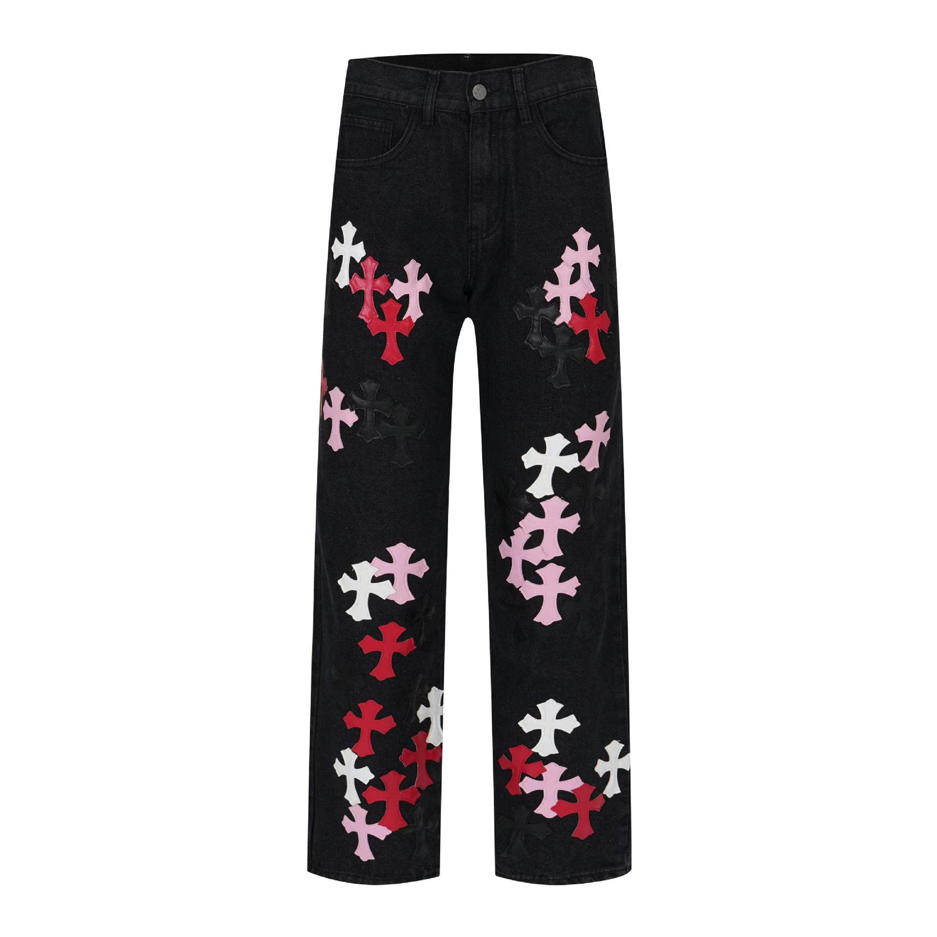 2023 nuevo original American High Street Cross jeans parche todo partido slim fit 2023 pantalones apilados moda