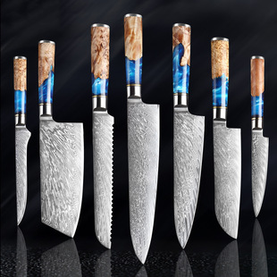 Damascus Kitchen Knives suit 9-piece Set Stainless Steel Kitchen Knife Sharp Slicing Knife Japanese-style Chef Knife