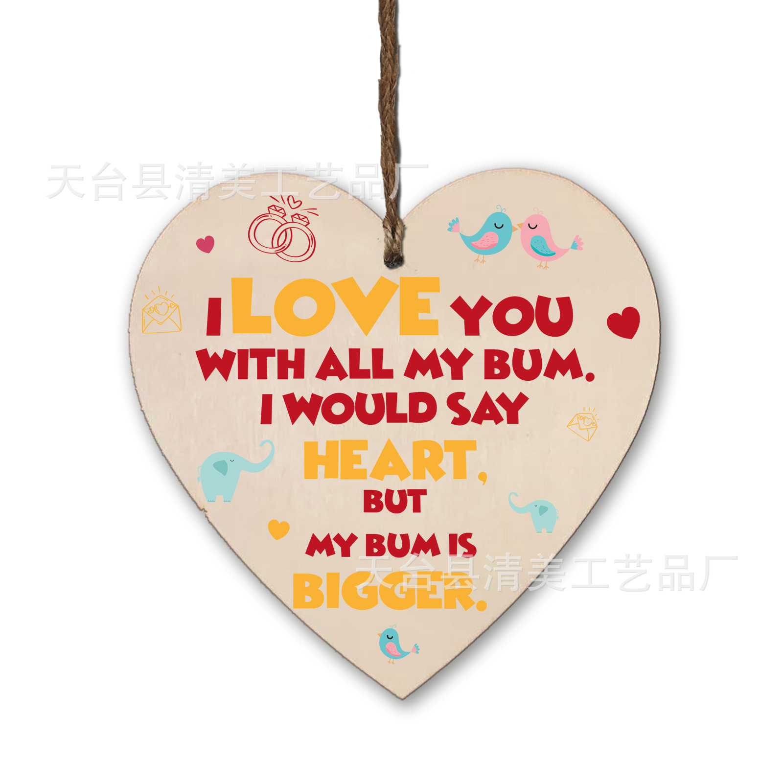 Colgante de pieza de madera de amor estilo amor 1 paquete