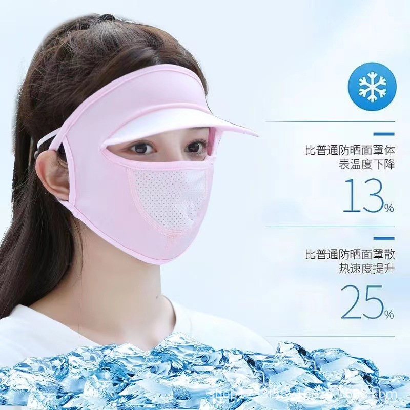 Sunscreen Face Covering UV Protection Full Face Ice Silk Breathable Face Small Foreign Air Summer Car Face Gini