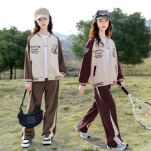 女童运动服套装2025新款外套儿童女孩棒球服休闲运动女大童套装
