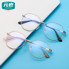 新款防藍光眼鏡女時尚復古鏡框金屬平光鏡男近視眼鏡架護目鏡批發