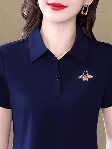 Quality Mom Collared Short Sleeve T-shirt for Women Summer Middle-Aged Sporty Casual Large Size