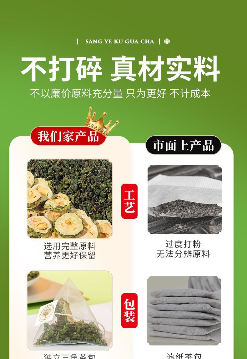 Sang Ye Shuang Gua Tea Mulberry Leaf Bitter Melon Winter Melon Tea Bags 30 Count 90g Sugar Free Wellness Brew specifications