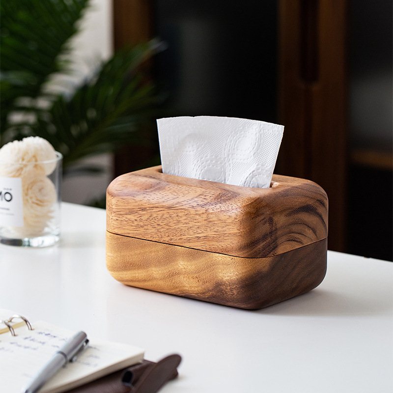 Directo DE FÁBRICA DE América del Sur caja de pañuelos de nogal de madera maciza caja de pañuelos de almacenamiento de madera entera caja de pañuelos simple chino