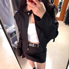 辣妹高级感休闲工装拉链夹克外套女装秋季新款简约修身外搭短上衣