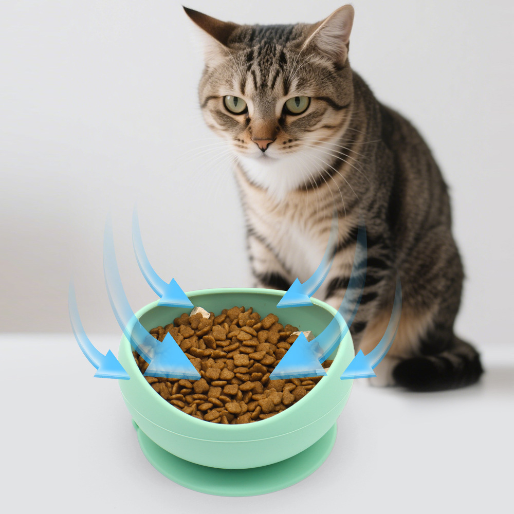 Nuevo cuenco para gatos anti-vuelco con ventosa cuenco para mascotas de silicona cuenco de arroz para gatos cuenco de comida para gatos cuenco para perros utensilios de comida cuenco para cachorros