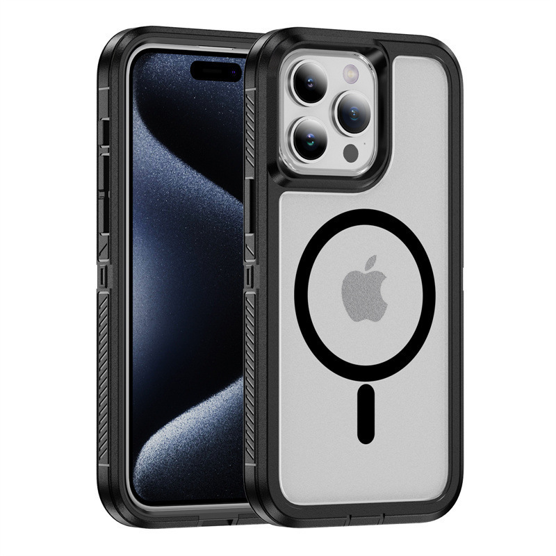 iPhone16 ガーディアン三防スマホケース 磁気ワイヤレス充電対応 Apple 15 滑り止め 落下防止保護カバー|undefined