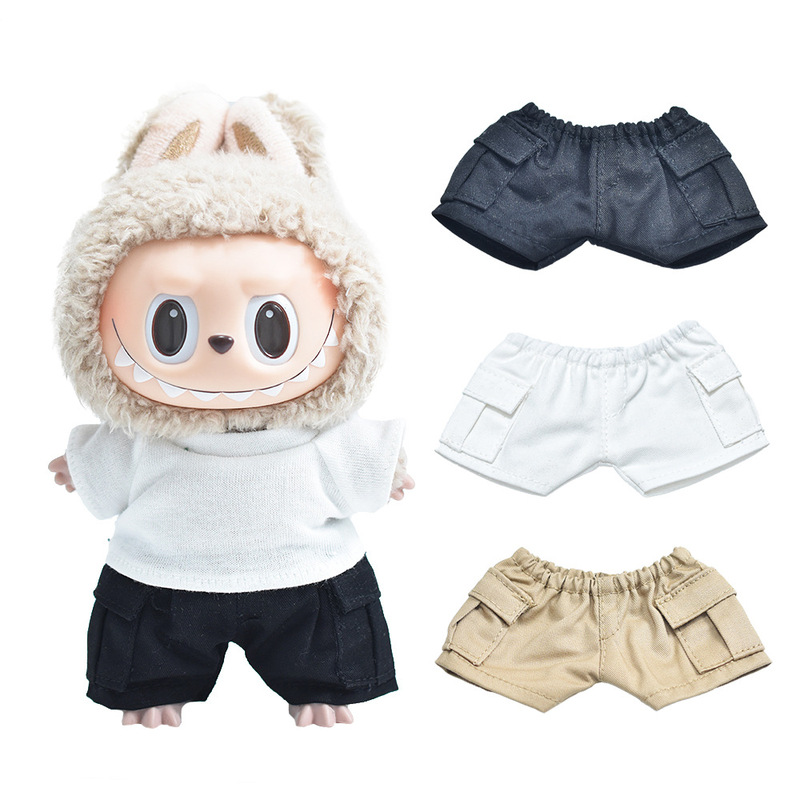 17cm Labubu First, Second and Third Generation Jeans Labubu Baby Clothes Sitting in Line Trendy Toy Dressing Accessories