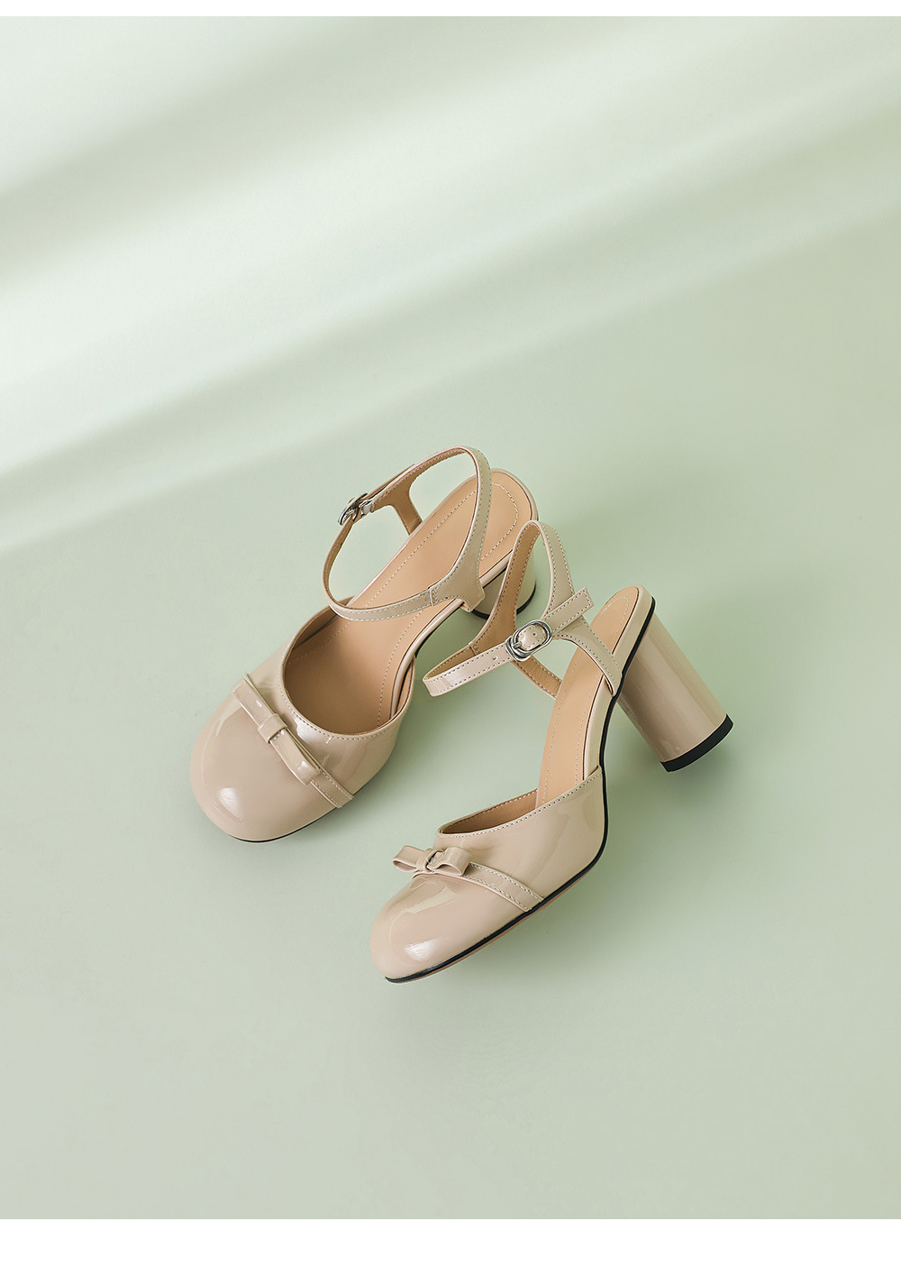 Giày cao gót nữ mũi tròn bít gót thấp 4-5 cm, phong cách Nhật, nơ bướm phía sau — màu đen, Rượu vang đỏ, màu mơ chi tiết 23