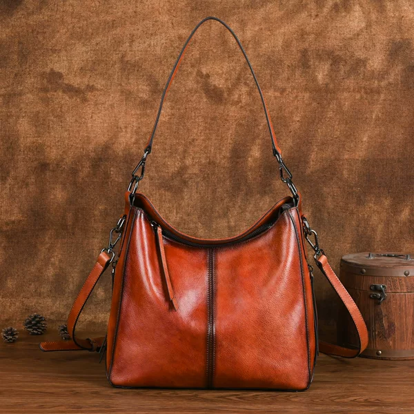 Bags 2025 New Trendy First Layer Cowhide Women's Bag Large Capacity Soft Leather Crossbody Shoulder Bag Retro Underarm Bag