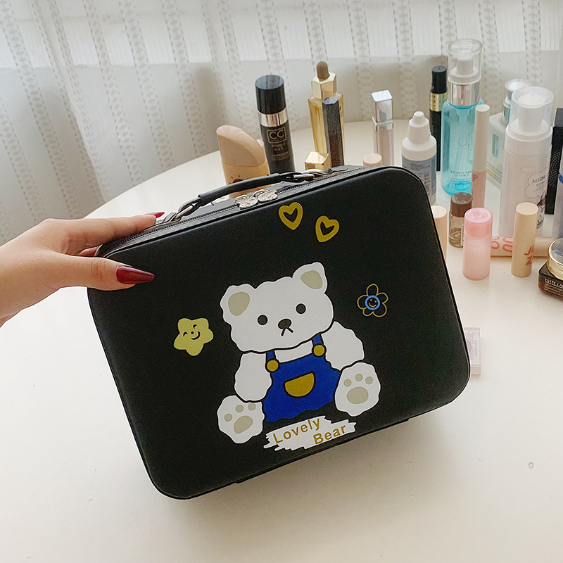 Venta directa de fábrica lindo de dibujos animados de alta apariencia caso cosmético de gran capacidad de almacenamiento de herramientas cosméticas caja portátil al por mayor