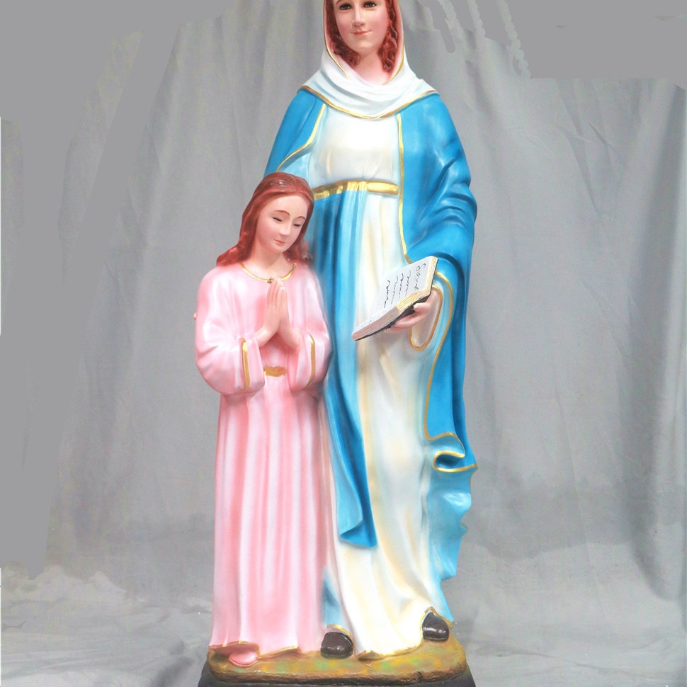 160cm Santa Ana Santa Ornamento Mirando Estatuas de vidrio FRP Decoración de la iglesia doméstica