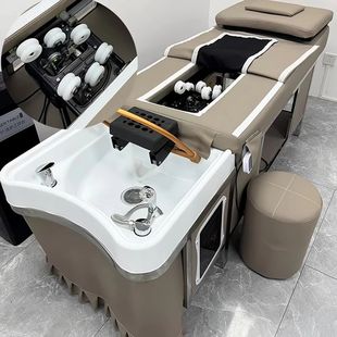 Electric Massage Shampoo Bed, Beauty Salon Professional Head Treatment Bed, Water Circulation Fumigation Barber Shop Multi-Functional Shampoo Bed